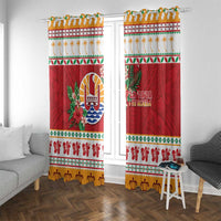 French Polynesia Christmas Window Curtain Coat Of Arms Merry Xmas