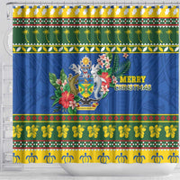 Solomon Islands Christmas Shower Curtain Coat Of Arms Merry Xmas