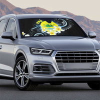 Palau United Nations Day Auto Sun Shade Polynesian Curves Plumeria - Polynesian Pride