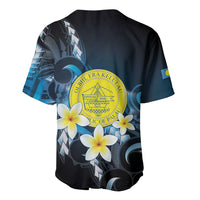 Palau United Nations Day Baseball Jersey Polynesian Curves Plumeria - Polynesian Pride