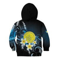 Palau United Nations Day Kid Hoodie Polynesian Curves Plumeria - Polynesian Pride