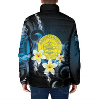Palau United Nations Day Padded Jacket Polynesian Curves Plumeria - Polynesian Pride