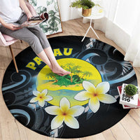 Palau United Nations Day Round Carpet Polynesian Curves Plumeria - Polynesian Pride