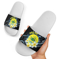 Palau United Nations Day Slide Sandals Polynesian Curves Plumeria - Polynesian Pride
