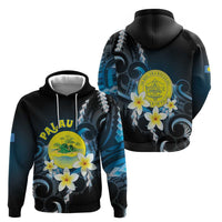 Palau United Nations Day Zip Hoodie Polynesian Curves Plumeria - Polynesian Pride