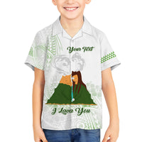 Personalised I LAVA YOU Volcano Valentine Family Matching Off Shoulder Maxi Dress and Hawaiian Shirt Polynesian Tribal Pattern LT05 Son's Shirt White - Polynesian Pride
