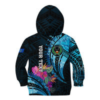 Personalised FSM Pohnpei State Kid Hoodie Tropical Flowers Tribal Pattern LT05 - Polynesian Pride