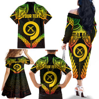Personalised Vanuatu Father Lini Day Family Matching Off Shoulder Long Sleeve Dress and Hawaiian Shirt Polynesian Tribal Pattern LT05 - Polynesian Pride