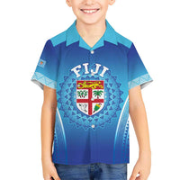 Custom Fiji Football Kid Hawaiian Shirt Fijian Tapa Pattern