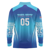 Custom Fiji Football Long Sleeve Polo Shirt Fijian Tapa Pattern