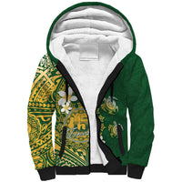 Cook Islands 15 Finest Sherpa Hoodie Plumeria Polynesian Turtle