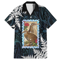 New Zealand Weka Family Matching Mermaid Dress and Hawaiian Shirt Maori Hen Koru Pattern LT05 Dad's Shirt - Short Sleeve Black - Polynesian Pride