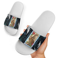 New Zealand Weka Slide Sandals Maori Hen Koru Pattern - Polynesian Pride