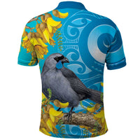 New Zealand Kokako Bird Polo Shirt Maori Koru With Kowhai Flowers LT05 - Polynesian Pride