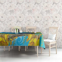 New Zealand Kokako Bird Tablecloth Maori Koru With Kowhai Flowers - Polynesian Pride