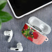New Zealand Fantail AirPods Case Maori Koru With Pohutukawa Flowers - Polynesian Pride