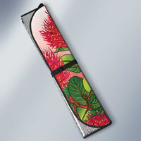 New Zealand Fantail Auto Sun Shade Maori Koru With Pohutukawa Flowers - Polynesian Pride