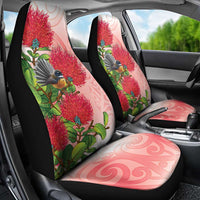 New Zealand Fantail Car Seat Cover Maori Koru With Pohutukawa Flowers LT05 - Polynesian Pride