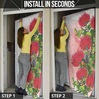 New Zealand Fantail Door Cover Maori Koru With Pohutukawa Flowers LT05 - Polynesian Pride