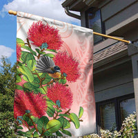 New Zealand Fantail Garden Flag Maori Koru With Pohutukawa Flowers LT05 - Polynesian Pride