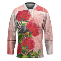 New Zealand Fantail Hockey Jersey Maori Koru With Pohutukawa Flowers LT05 Unisex Red - Polynesian Pride