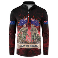 Australia And New Zealand ANZAC Day Button Sweatshirt Soldiers Lest We Forget