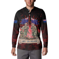 Australia And New Zealand ANZAC Day Button Sweatshirt Soldiers Lest We Forget