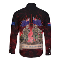 Australia And New Zealand ANZAC Day Long Sleeve Button Shirt Soldiers Lest We Forget