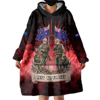 Australia And New Zealand ANZAC Day Wearable Blanket Hoodie Soldiers Lest We Forget