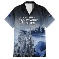 New Zealand ANZAC Day Family Matching Off The Shoulder Long Sleeve Dress and Hawaiian Shirt HMNZS Achilles We Will Remember Them LT05 Dad's Shirt - Short Sleeve Blue - Polynesian Pride