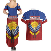 Kiribati 45th Independence Day Couples Matching Summer Maxi Dress and Hawaiian Shirt Lesser Frigatebird Tribal Pattern LT05 - Polynesian Pride