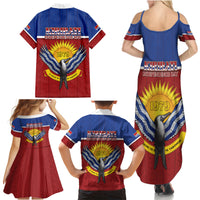 Kiribati 45th Independence Day Family Matching Summer Maxi Dress and Hawaiian Shirt Lesser Frigatebird Tribal Pattern
