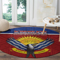 Kiribati 45th Independence Day Round Carpet Lesser Frigatebird Tribal Pattern