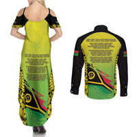 Vanuatu 46th Independence Couples Matching Summer Maxi Dress and Long Sleeve Button Shirt Special Style LT05 - Polynesian Pride
