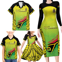 Vanuatu 46th Independence Family Matching Long Sleeve Bodycon Dress and Hawaiian Shirt Special Style LT05 - Polynesian Pride