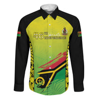 Vanuatu 46th Independence Family Matching Long Sleeve Bodycon Dress and Hawaiian Shirt Special Style LT05 Dad's Shirt - Long Sleeve Yellow - Polynesian Pride