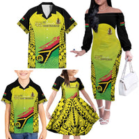 Vanuatu 45th Independence Family Matching Off The Shoulder Long Sleeve Dress and Hawaiian Shirt Special Style - Polynesian Pride