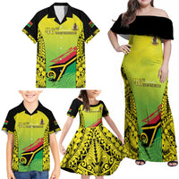 Vanuatu 46th Independence Family Matching Off Shoulder Maxi Dress and Hawaiian Shirt Special Style LT05 - Polynesian Pride