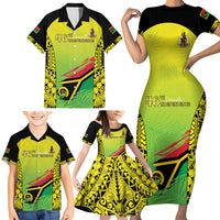 Vanuatu 46th Independence Family Matching Short Sleeve Bodycon Dress and Hawaiian Shirt Special Style LT05 - Polynesian Pride
