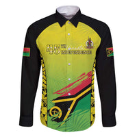 Vanuatu 46th Independence Family Matching Summer Maxi Dress and Hawaiian Shirt Special Style LT05 Dad's Shirt - Long Sleeve Yellow - Polynesian Pride