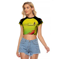 Vanuatu 46th Independence Raglan Cropped T Shirt Special Style LT05 Female Yellow - Polynesian Pride