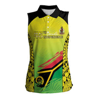 Vanuatu 46th Independence Women Sleeveless Polo Shirt Special Style LT05 Female Yellow - Polynesian Pride