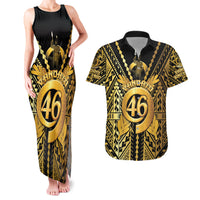 Vanuatu 46th Anniversary Of Independence Couples Matching Tank Maxi Dress and Hawaiian Shirt Gold Style LT05 Gold - Polynesian Pride