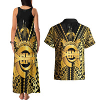 Vanuatu 46th Anniversary Of Independence Couples Matching Tank Maxi Dress and Hawaiian Shirt Gold Style LT05 - Polynesian Pride