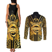 Vanuatu 46th Anniversary Of Independence Couples Matching Tank Maxi Dress and Long Sleeve Button Shirt Gold Style LT05 - Polynesian Pride