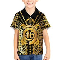 Vanuatu 46th Anniversary Of Independence Family Matching Long Sleeve Bodycon Dress and Hawaiian Shirt Gold Style LT05 Son's Shirt Gold - Polynesian Pride