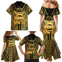 Vanuatu 46th Anniversary Of Independence Family Matching Mermaid Dress and Hawaiian Shirt Gold Style LT05 - Polynesian Pride