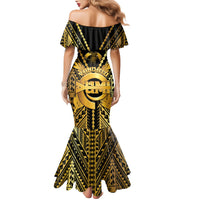 Vanuatu 46th Anniversary Of Independence Family Matching Mermaid Dress and Hawaiian Shirt Gold Style LT05 - Polynesian Pride