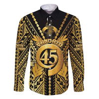 Vanuatu 45th Anniversary Of Independence Family Matching Off The Shoulder Long Sleeve Dress and Hawaiian Shirt Gold Style - Polynesian Pride