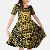 Vanuatu 46th Anniversary Of Independence Family Matching Off Shoulder Maxi Dress and Hawaiian Shirt Gold Style LT05 Daughter's Dress Gold - Polynesian Pride
